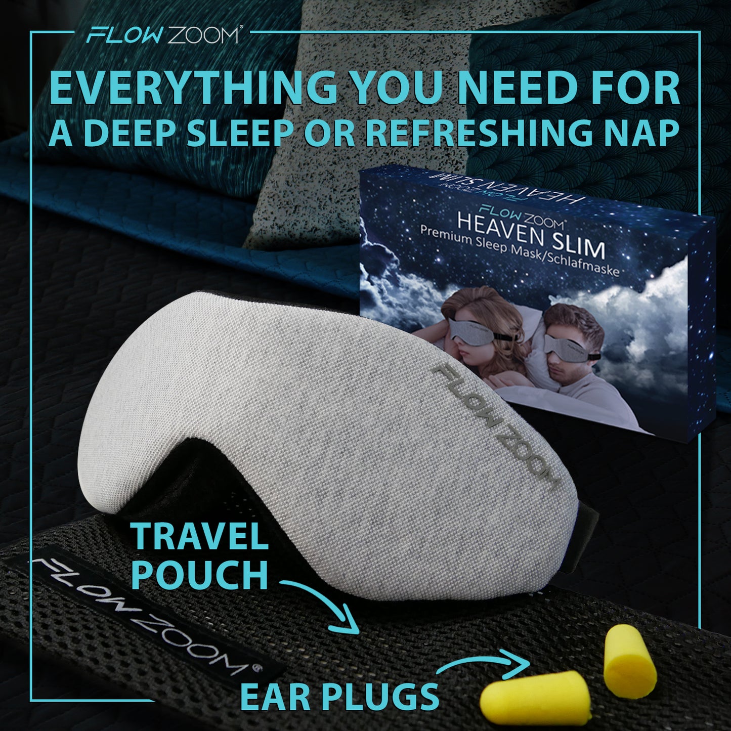 Sleep mask for travelling with carrying bag included